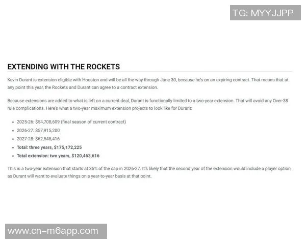 杜兰特与火箭续约前景分析及合同金额预测 杜兰特与火箭续约前景分析及合同金额预测